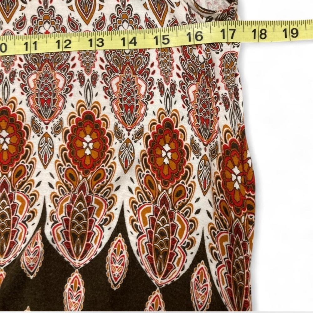 3/$20! Vintage Y2K Brown Paisley Print Side Tie Tank Top Boho Women’s Large - Picture 6 of 7